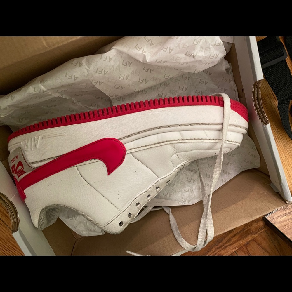Red and white Nike Air Force